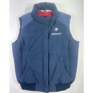 BMW Motorrad Puffer Vest Blue Insulated Zip Front Motorcycle Men's L fits like M